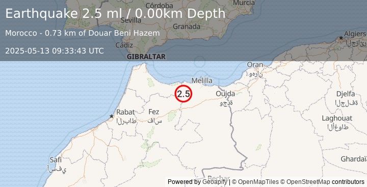 Earthquake MOROCCO (2.5 ml) (2025-05-13 09:33:43 UTC)