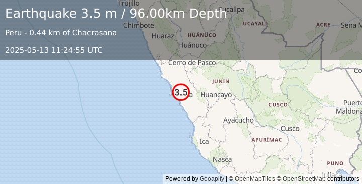 Earthquake CENTRAL PERU (3.5 m) (2025-05-13 11:24:55 UTC)