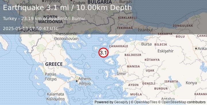 Earthquake AEGEAN SEA (3.1 ml) (2025-05-13 17:50:47 UTC)