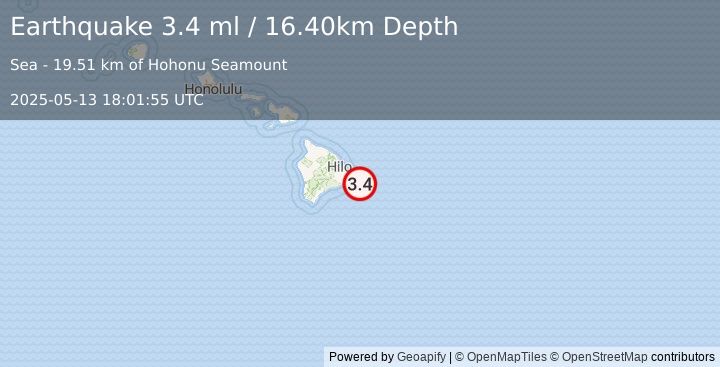 Earthquake HAWAII REGION, HAWAII (3.4 ml) (2025-05-13 18:01:55 UTC)