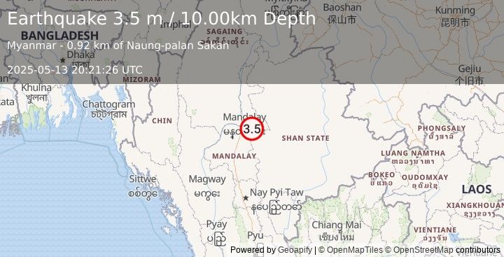 Earthquake MYANMAR (3.5 m) (2025-05-13 20:21:26 UTC)