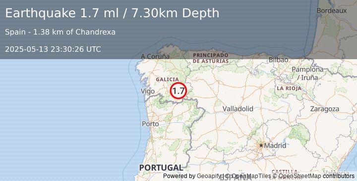 Earthquake SPAIN (1.7 ml) (2025-05-13 23:30:26 UTC)