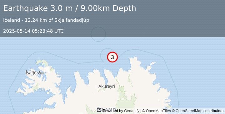 Earthquake ICELAND REGION (3.0 m) (2025-05-14 05:23:48 UTC)