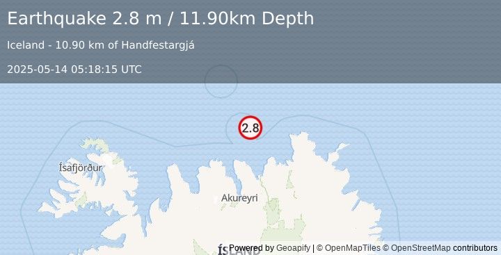 Earthquake ICELAND REGION (2.8 m) (2025-05-14 05:18:15 UTC)