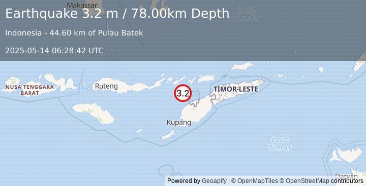 Earthquake FLORES REGION, INDONESIA (3.2 m) (2025-05-14 06:28:42 UTC)