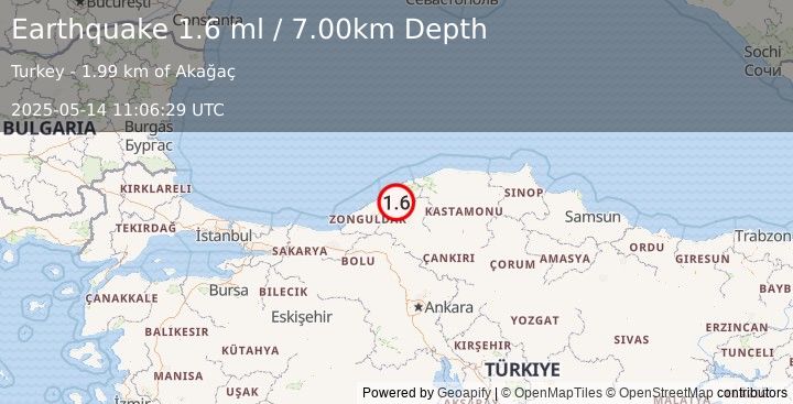 Earthquake CENTRAL TURKEY (1.6 ml) (2025-05-14 11:06:29 UTC)