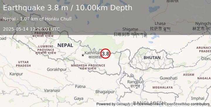 Earthquake NEPAL (3.8 m) (2025-05-14 12:26:01 UTC)