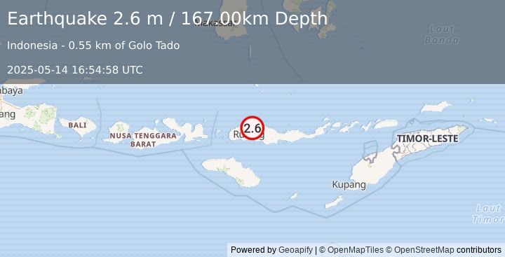 Earthquake FLORES REGION, INDONESIA (2.6 m) (2025-05-14 16:54:58 UTC)