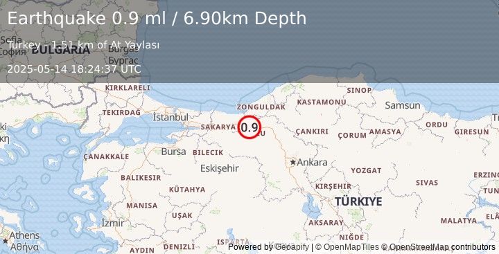 Earthquake WESTERN TURKEY (0.9 ml) (2025-05-14 18:24:37 UTC)