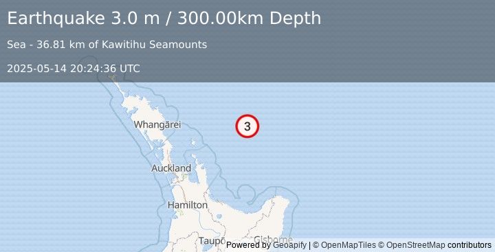 Earthquake OFF E. COAST OF N. ISLAND, N.Z. (3.0 m) (2025-05-14 20:24:36 UTC)