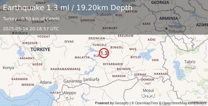 Earthquake EASTERN TURKEY (1.3 ml) (2025-05-14 20:18:57 UTC)