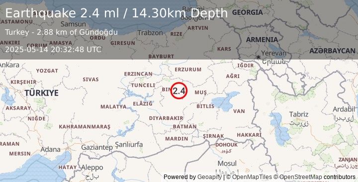 Earthquake EASTERN TURKEY (2.4 ml) (2025-05-14 20:32:48 UTC)