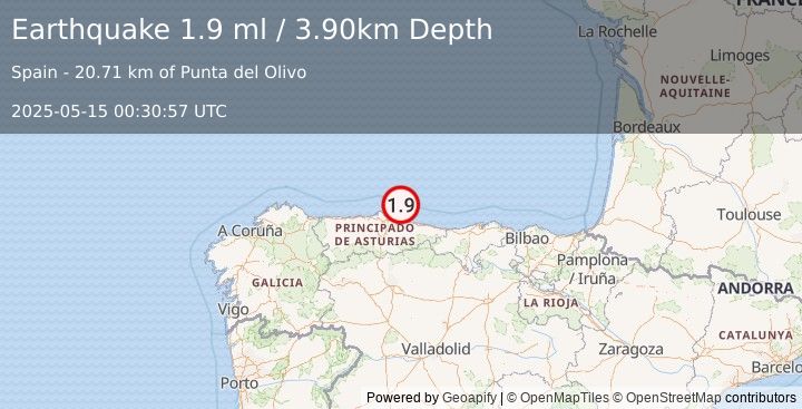 Earthquake SPAIN (1.9 ml) (2025-05-15 00:30:57 UTC)