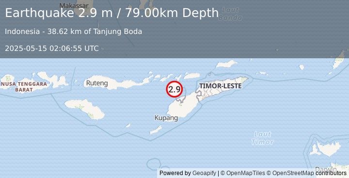 Earthquake FLORES REGION, INDONESIA (2.9 m) (2025-05-15 02:06:55 UTC)