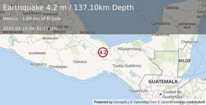 Earthquake VERACRUZ, MEXICO (4.2 m) (2025-05-15 04:31:12 UTC)