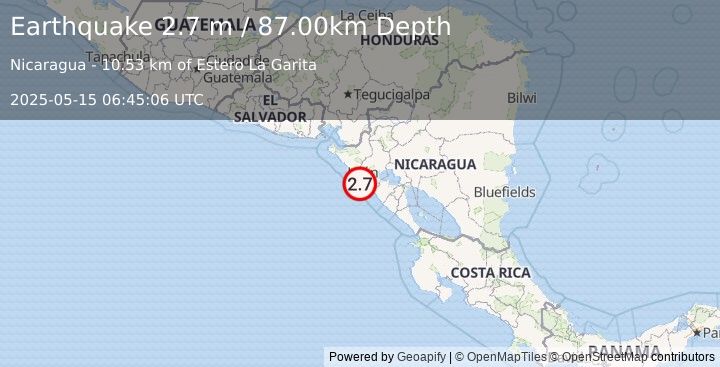 Earthquake NICARAGUA (2.7 m) (2025-05-15 06:45:06 UTC)