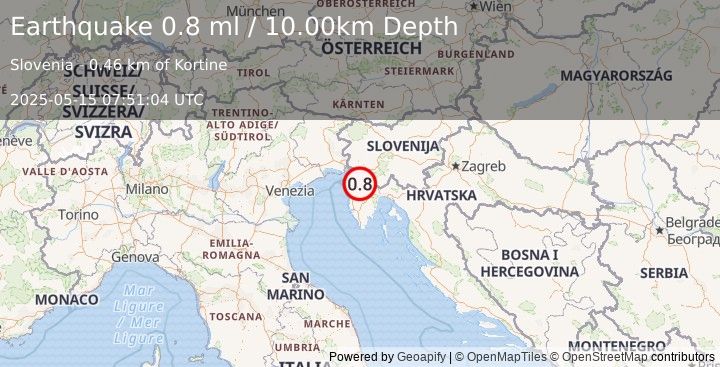 Earthquake SLOVENIA (0.8 ml) (2025-05-15 07:51:04 UTC)