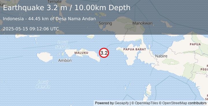 Earthquake CERAM SEA, INDONESIA (3.2 m) (2025-05-15 09:12:06 UTC)