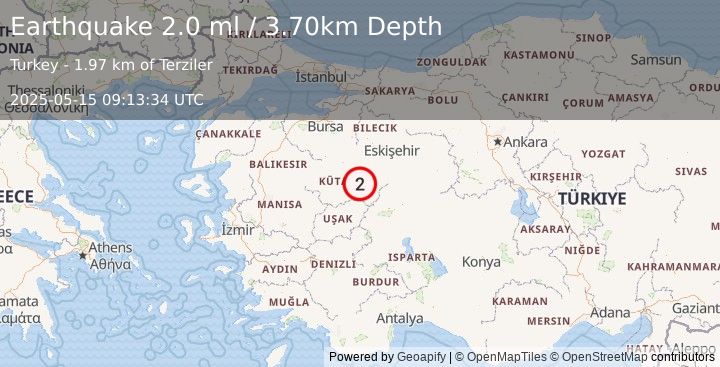 Earthquake WESTERN TURKEY (2.0 ml) (2025-05-15 09:13:34 UTC)
