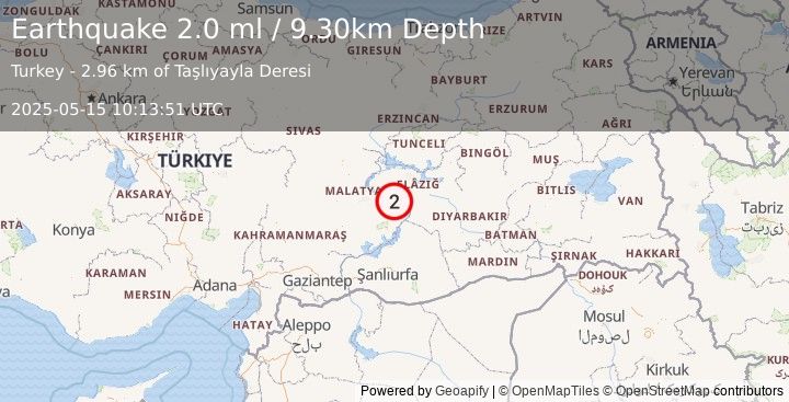 Earthquake EASTERN TURKEY (2.0 ml) (2025-05-15 10:13:51 UTC)