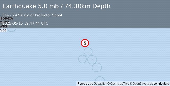 Earthquake SOUTH SANDWICH ISLANDS REGION (5.0 mb) (2025-05-15 19:47:44 UTC)