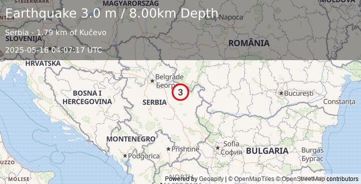 Earthquake SERBIA (2.9 m) (2025-05-16 04:07:18 UTC)