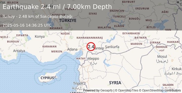Earthquake CENTRAL TURKEY (2.4 ml) (2025-05-16 14:36:25 UTC)