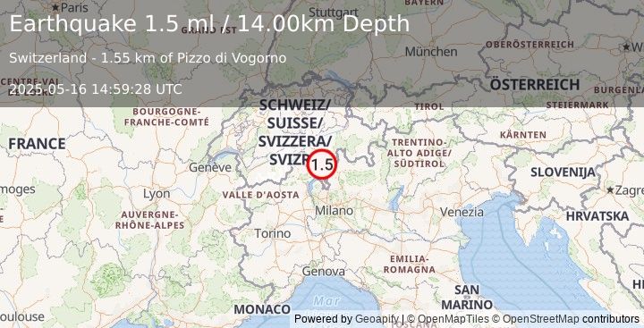 Earthquake SWITZERLAND (1.5 ml) (2025-05-16 14:59:28 UTC)