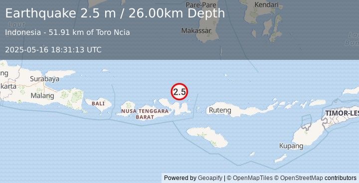 Earthquake FLORES SEA (2.5 m) (2025-05-16 18:31:13 UTC)