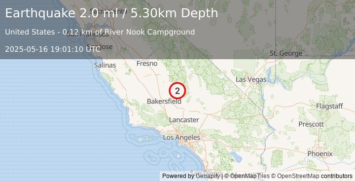 Earthquake CENTRAL CALIFORNIA (2.0 ml) (2025-05-16 19:01:10 UTC)