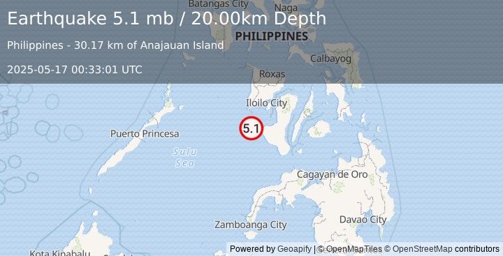 Earthquake NEGROS, PHILIPPINES (5.1 mw) (2025-05-17 00:32:58 UTC)