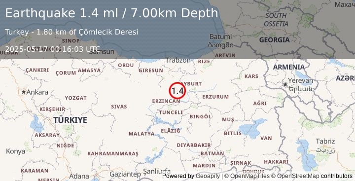 Earthquake EASTERN TURKEY (1.4 ml) (2025-05-17 00:16:03 UTC)