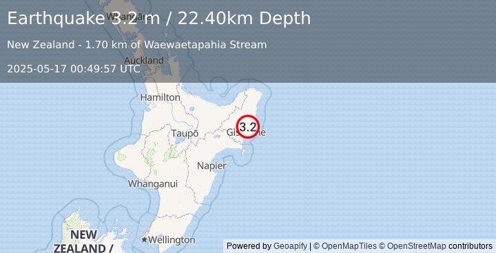 Earthquake OFF E. COAST OF N. ISLAND, N.Z. (3.2 m) (2025-05-17 00:49:57 UTC)