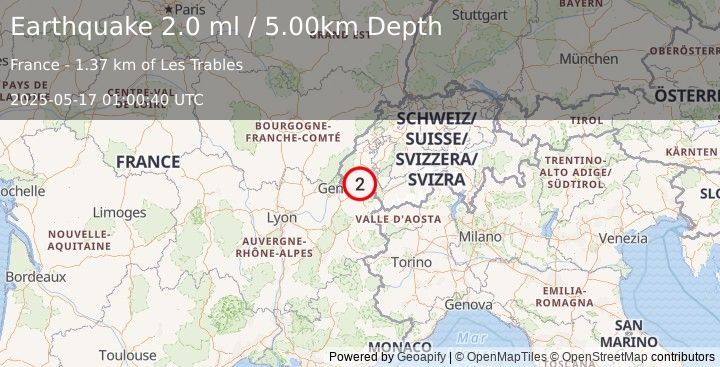 Earthquake FRANCE (2.0 ml) (2025-05-17 01:00:40 UTC)