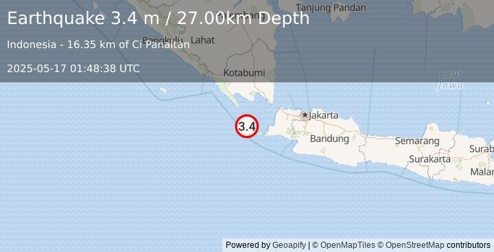 Earthquake SUNDA STRAIT, INDONESIA (3.4 m) (2025-05-17 01:48:38 UTC)