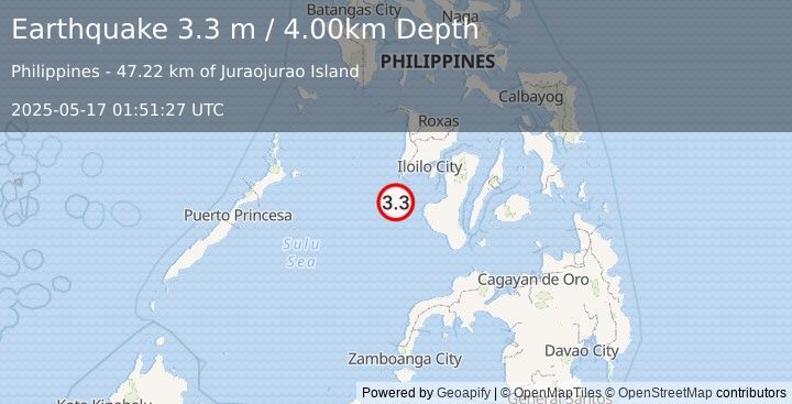 Earthquake SULU SEA (3.3 m) (2025-05-17 01:51:27 UTC)