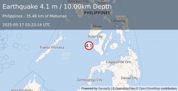 Earthquake NEGROS, PHILIPPINES (4.1 m) (2025-05-17 03:23:14 UTC)