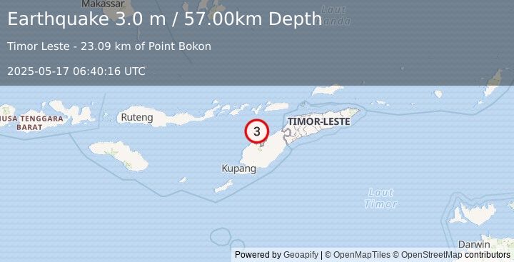 Earthquake TIMOR REGION (3.0 m) (2025-05-17 06:40:16 UTC)