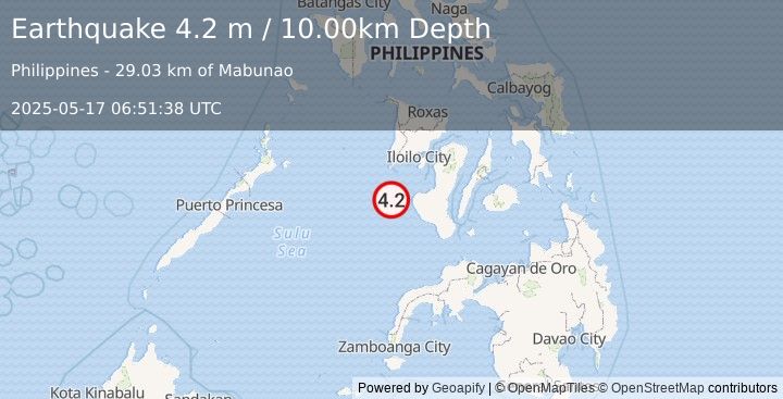 Earthquake NEGROS, PHILIPPINES (4.2 m) (2025-05-17 06:51:38 UTC)