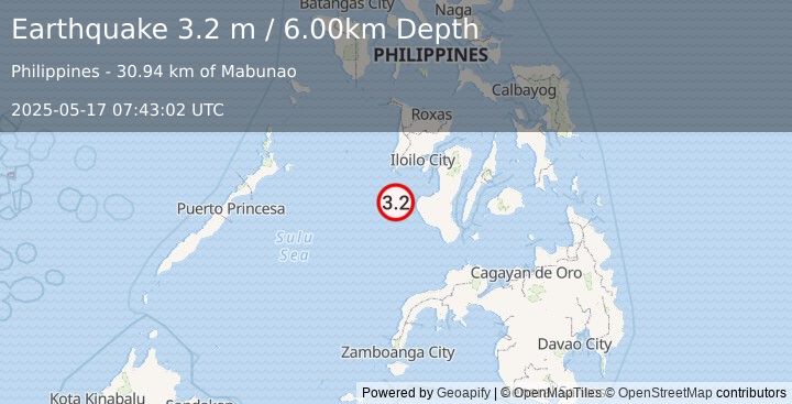 Earthquake NEGROS, PHILIPPINES (3.2 m) (2025-05-17 07:43:02 UTC)