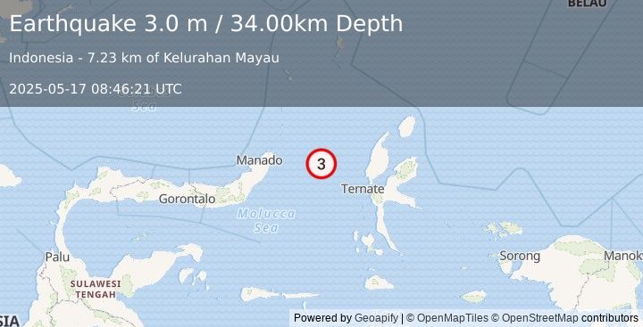 Earthquake MOLUCCA SEA (3.0 m) (2025-05-17 08:46:21 UTC)