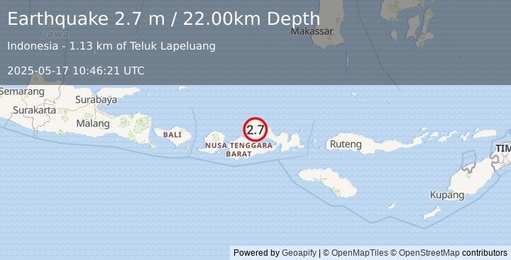 Earthquake SUMBAWA REGION, INDONESIA (2.7 m) (2025-05-17 10:46:21 UTC)