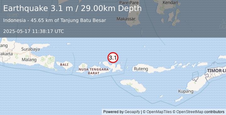 Earthquake FLORES SEA (3.1 m) (2025-05-17 11:38:17 UTC)
