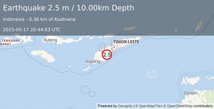 Earthquake TIMOR REGION (2.5 m) (2025-05-17 20:44:03 UTC)
