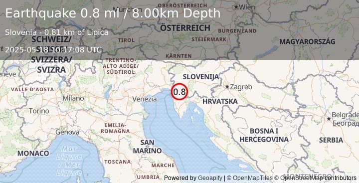 Earthquake SLOVENIA (0.8 ml) (2025-05-18 10:17:08 UTC)