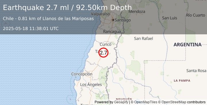 Earthquake MAULE, CHILE (2.7 ml) (2025-05-18 11:38:01 UTC)