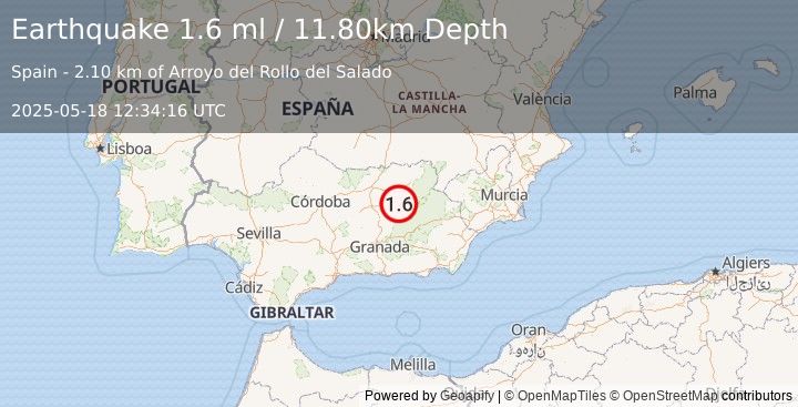 Earthquake SPAIN (1.6 ml) (2025-05-18 12:34:16 UTC)