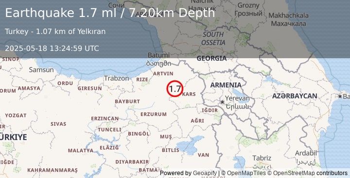 Earthquake EASTERN TURKEY (1.7 ml) (2025-05-18 13:24:59 UTC)