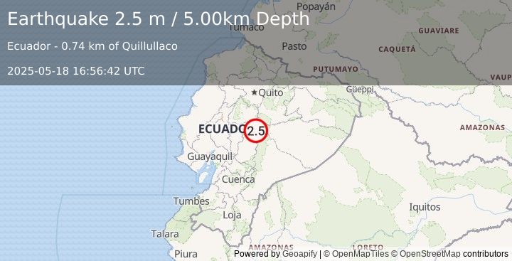 Earthquake ECUADOR (2.5 m) (2025-05-18 16:56:42 UTC)