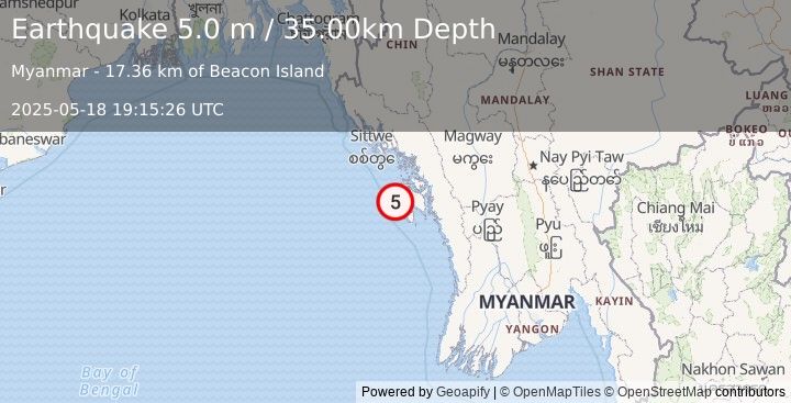 Earthquake MYANMAR (5.1 mb) (2025-05-18 19:15:21 UTC)
